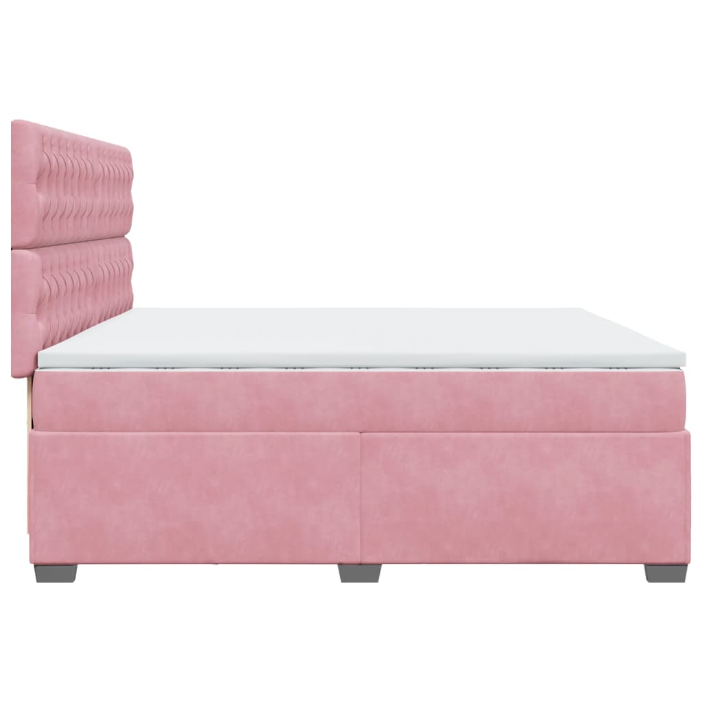 vidaXL Box Spring Bed with Mattress Pink 200x200 cm Velvet