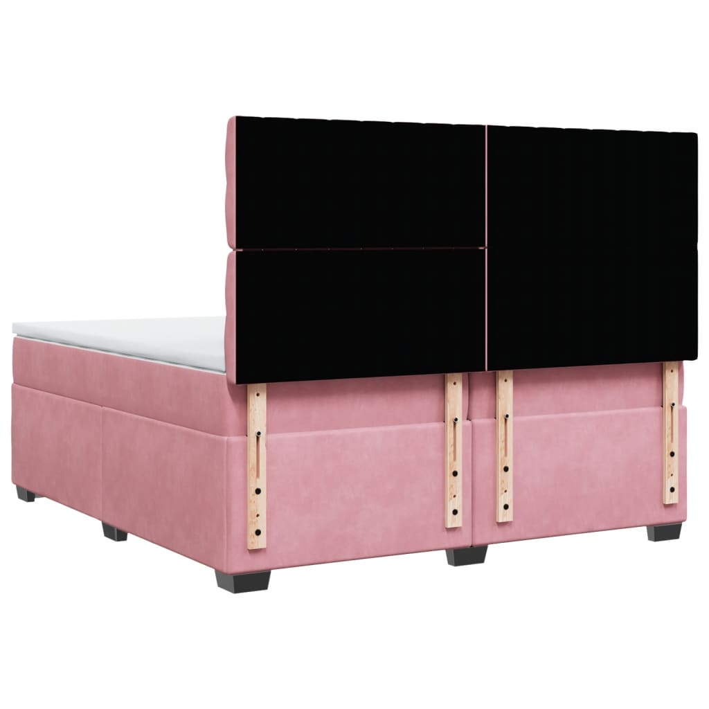 vidaXL Box Spring Bed with Mattress Pink 200x200 cm Velvet