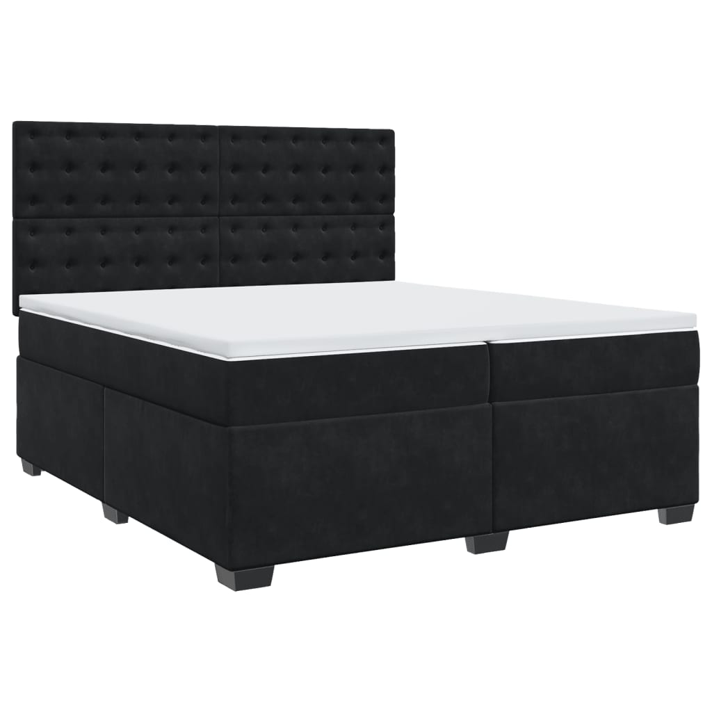 vidaXL Box Spring Bed with Mattress Black 200x200 cm Velvet