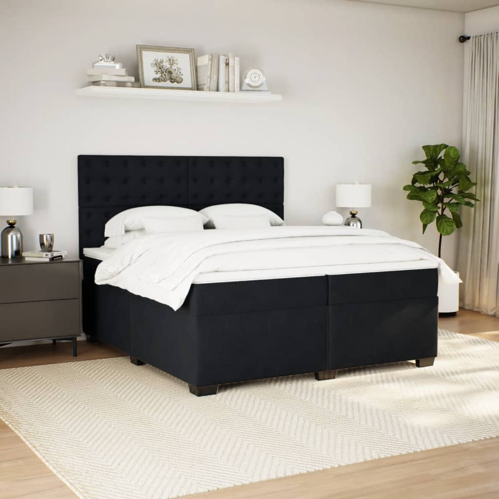 vidaXL Box Spring Bed with Mattress Black 200x200 cm Velvet