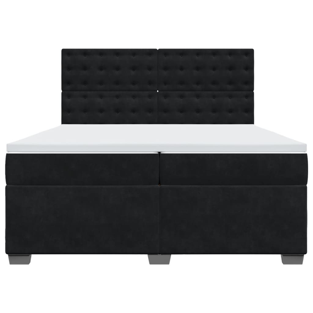 vidaXL Box Spring Bed with Mattress Black 200x200 cm Velvet