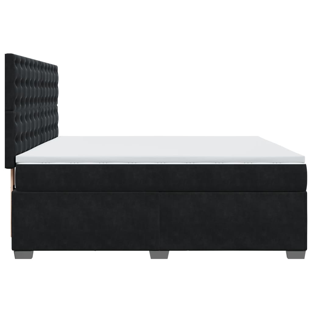 vidaXL Box Spring Bed with Mattress Black 200x200 cm Velvet