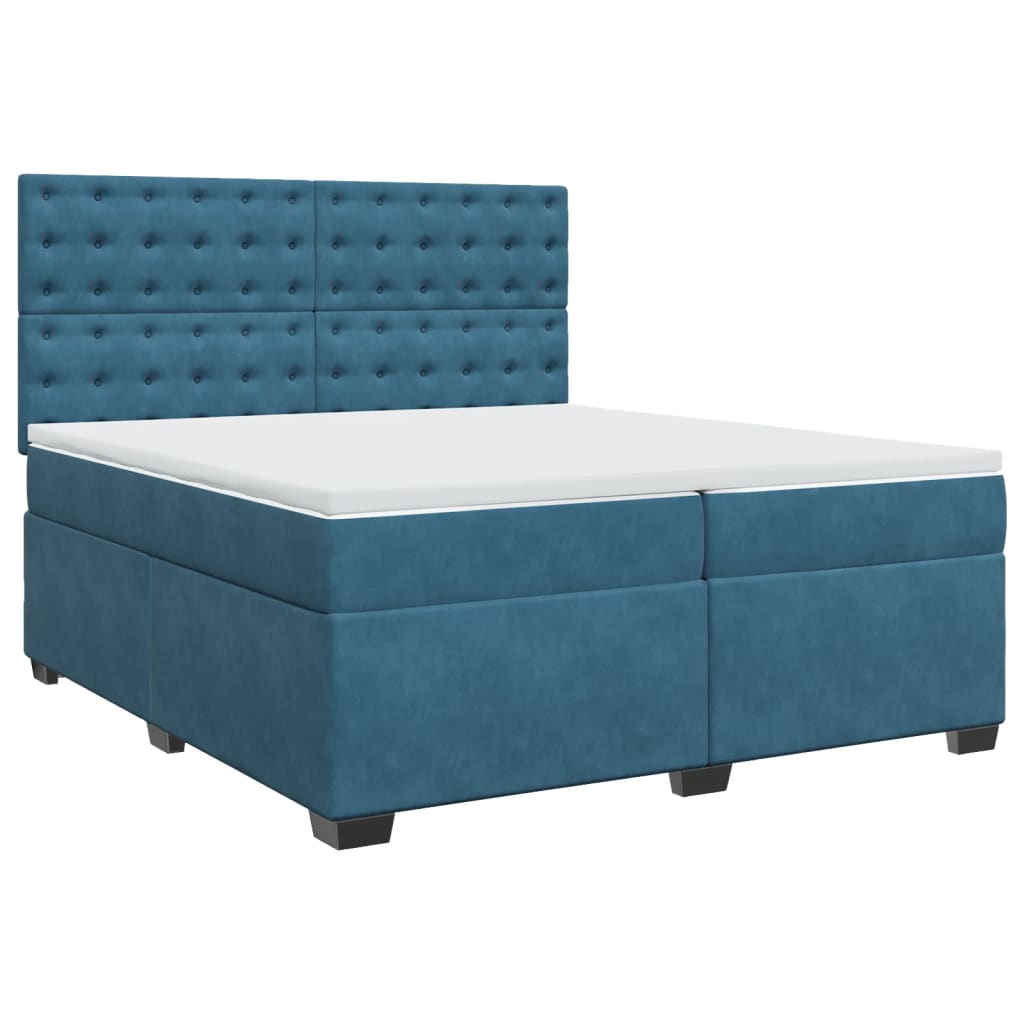 vidaXL Box Spring Bed with Mattress Blue 200x200 cm Velvet