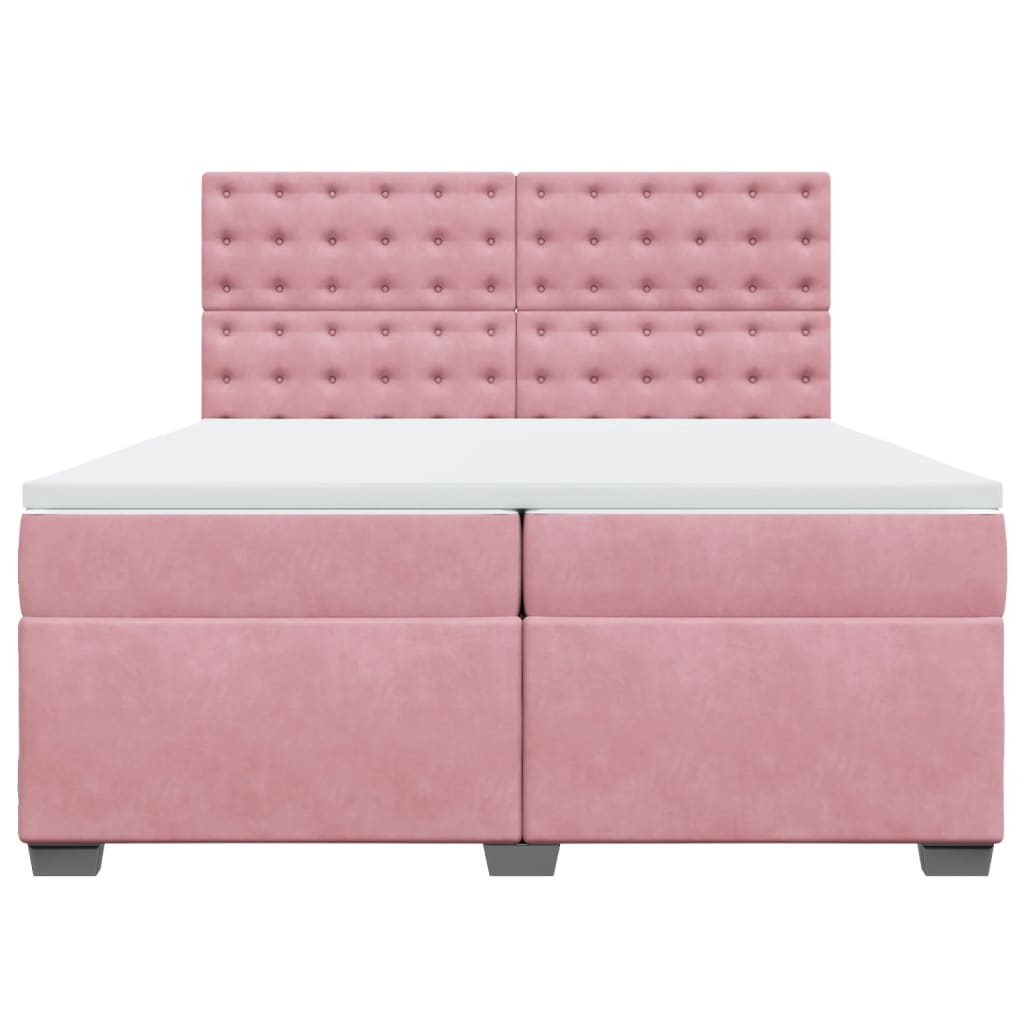 vidaXL Box Spring Bed with Mattress Pink 200x200 cm Velvet