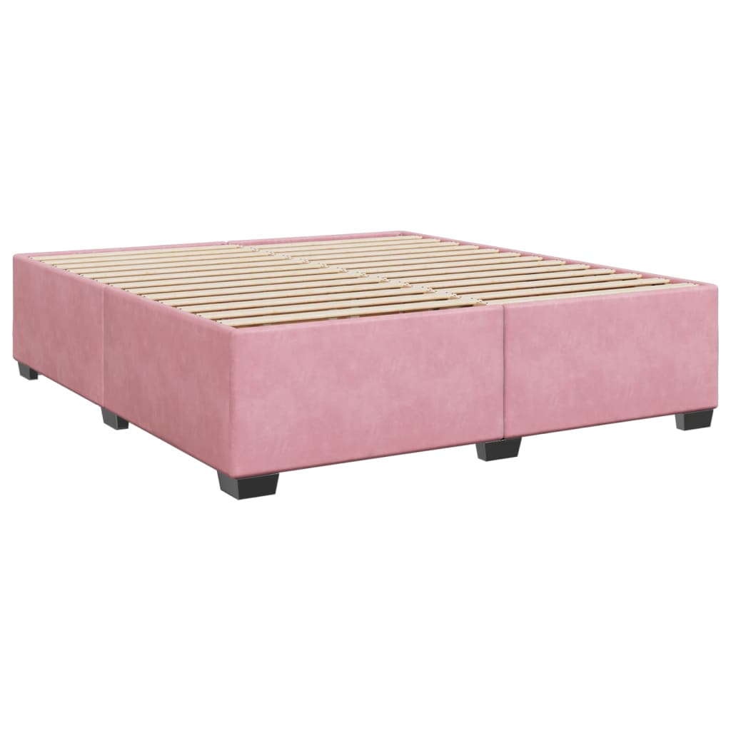 vidaXL Box Spring Bed with Mattress Pink 200x200 cm Velvet