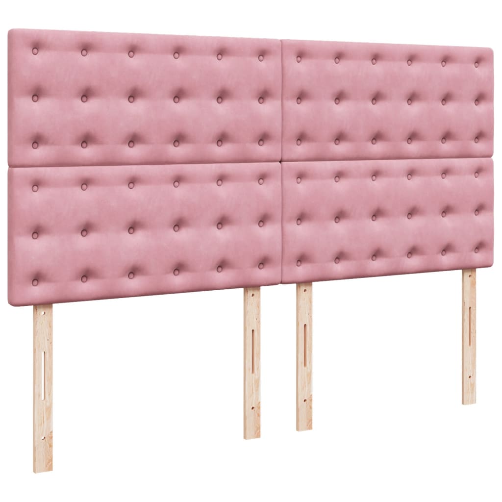 vidaXL Box Spring Bed with Mattress Pink 200x200 cm Velvet