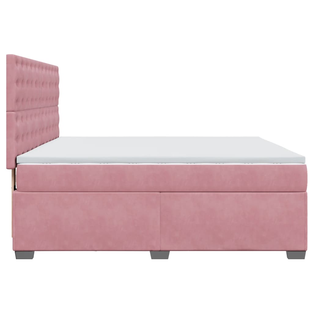 vidaXL Box Spring Bed with Mattress Pink 200x200 cm Velvet