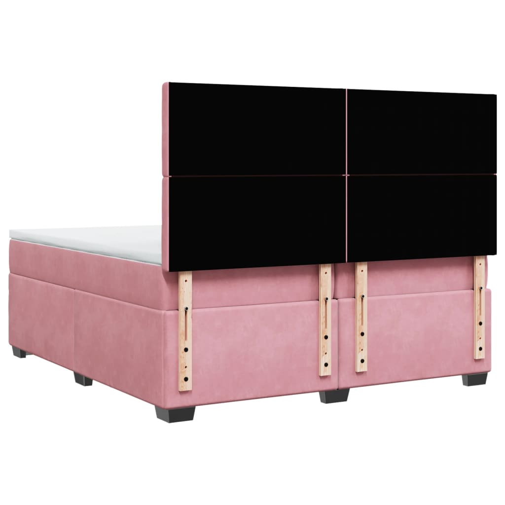 vidaXL Box Spring Bed with Mattress Pink 200x200 cm Velvet