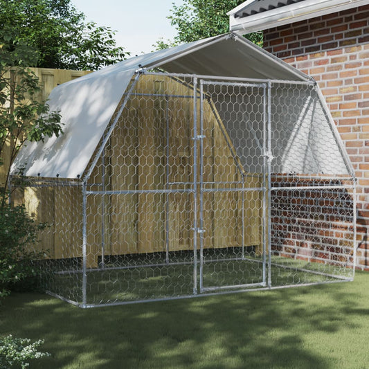 vidaXL Dog Cages 2 pcs with Roof and Door Silver Galvanised Steel