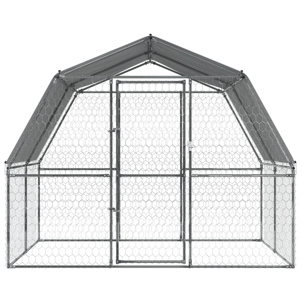 vidaXL Dog Cage with Roof and Door Silver Galvanised Steel