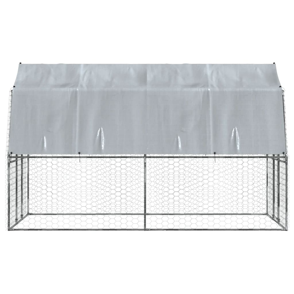 vidaXL Dog Cage with Roof and Door Silver Galvanised Steel