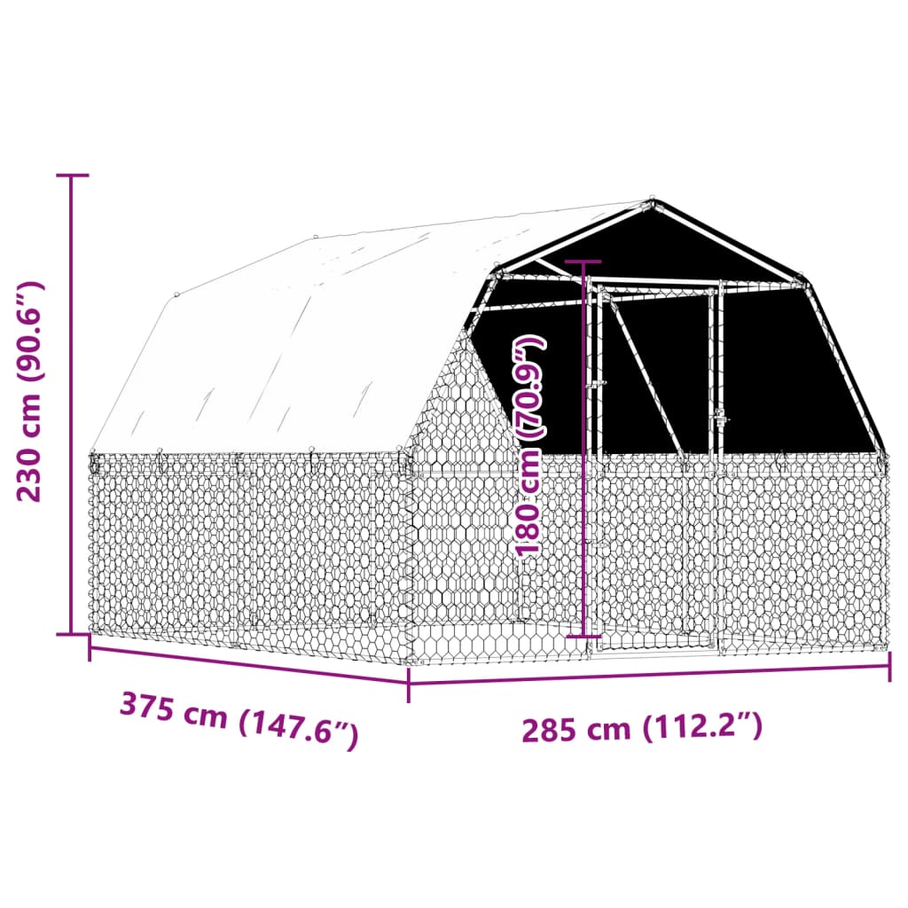 vidaXL Dog Cage with Roof and Door Silver Galvanised Steel