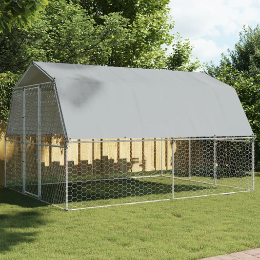 vidaXL Dog Cages 2 pcs with Roof and Door Silver Galvanised Steel