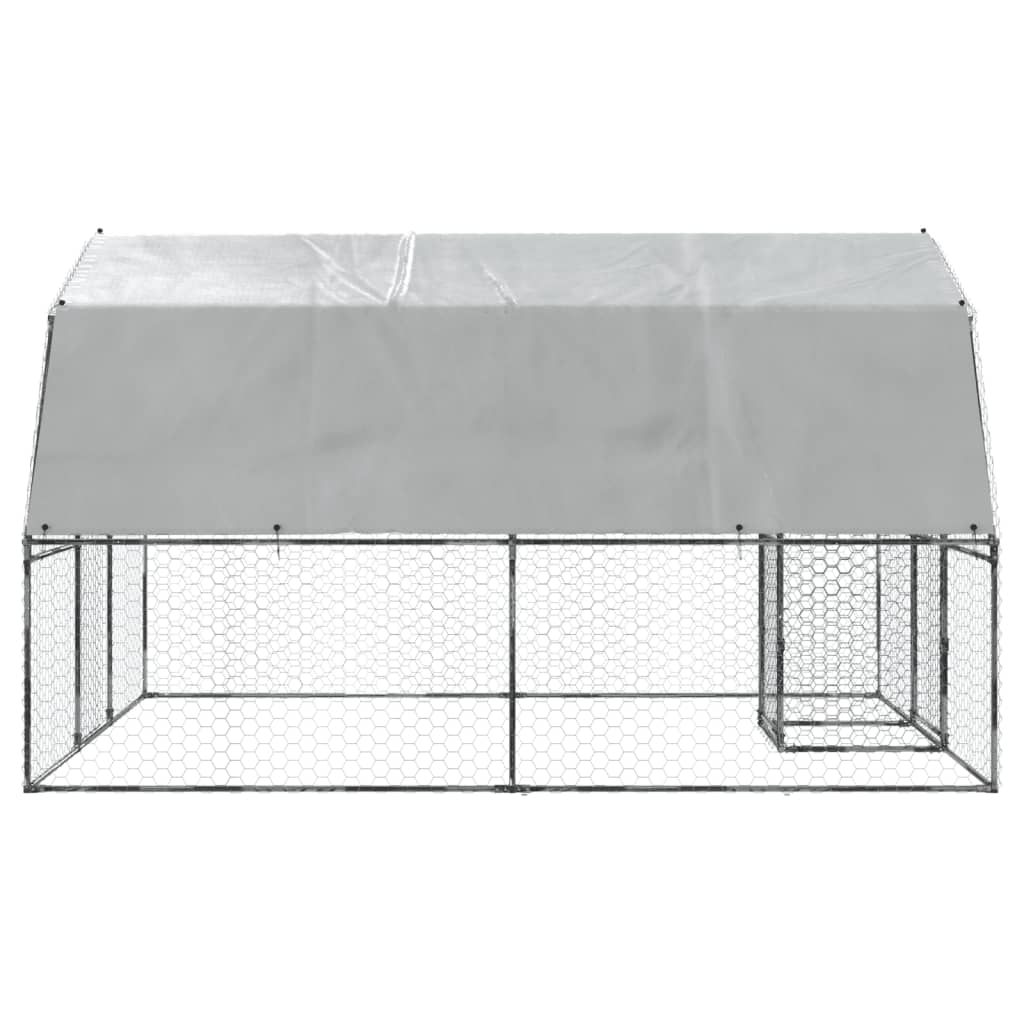 vidaXL Chicken Cage with Roof and Door Silver Galvanised Steel