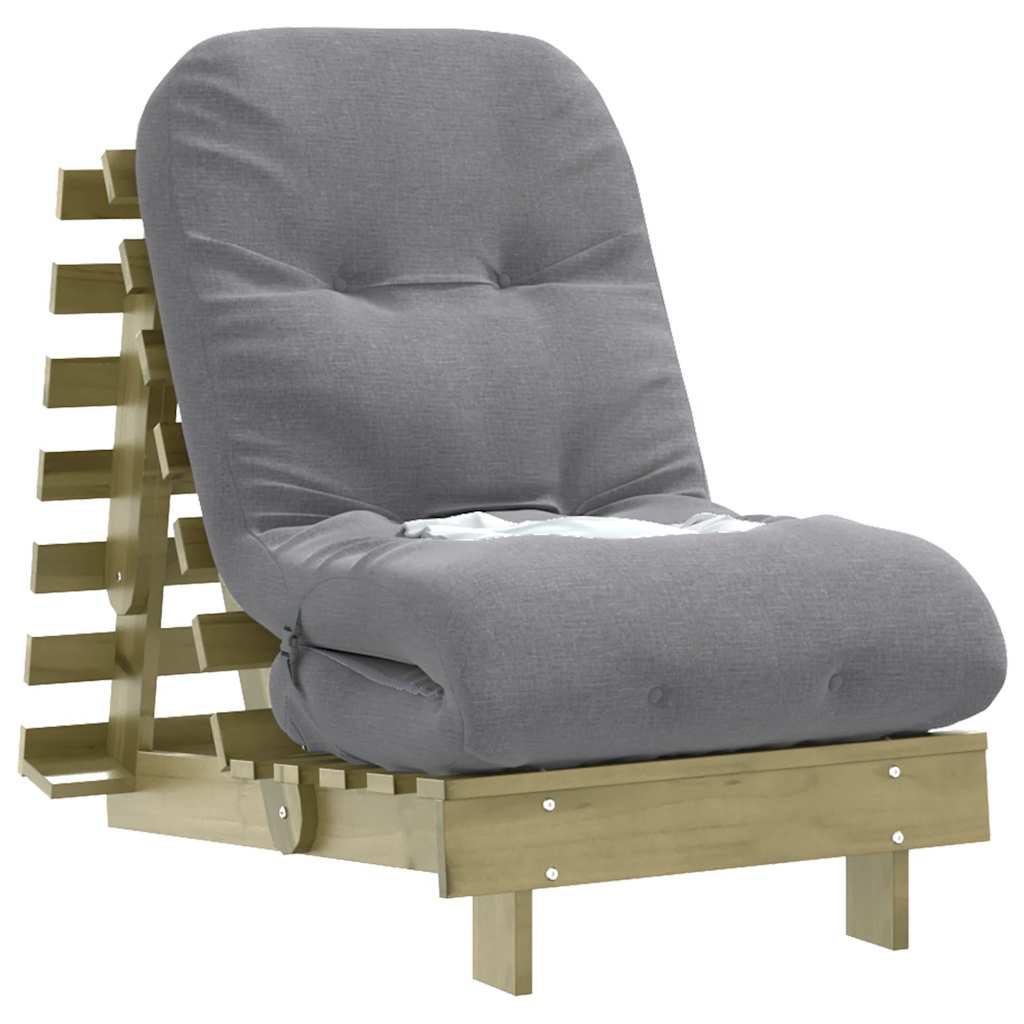Futon Sofa Bed with Mattress 60x206x11 cm Impregnated Wood Pine