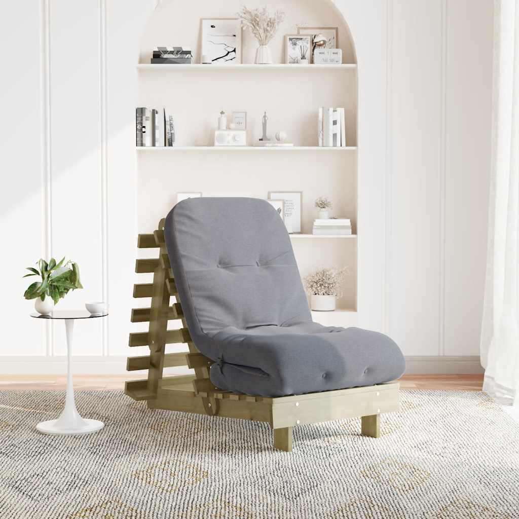 Futon Sofa Bed with Mattress 60x206x11 cm Impregnated Wood Pine