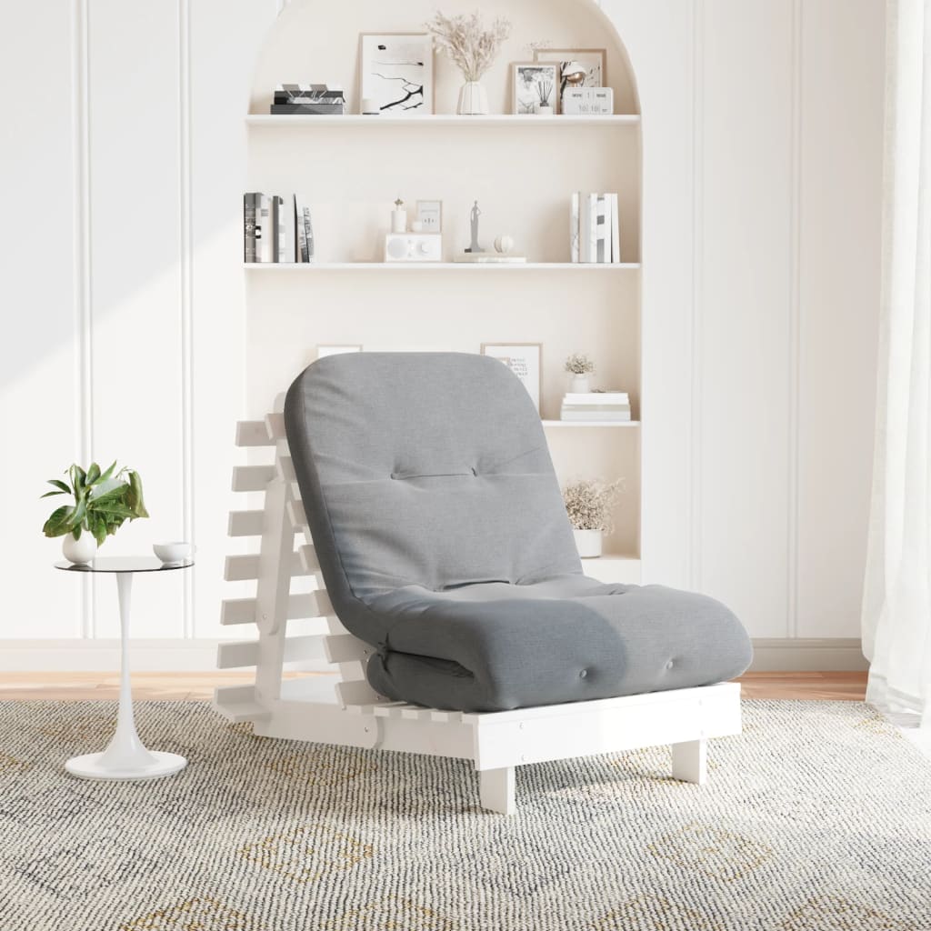Futon Sofa Bed with Mattress White 70x206x11 cm Solid Wood Pine