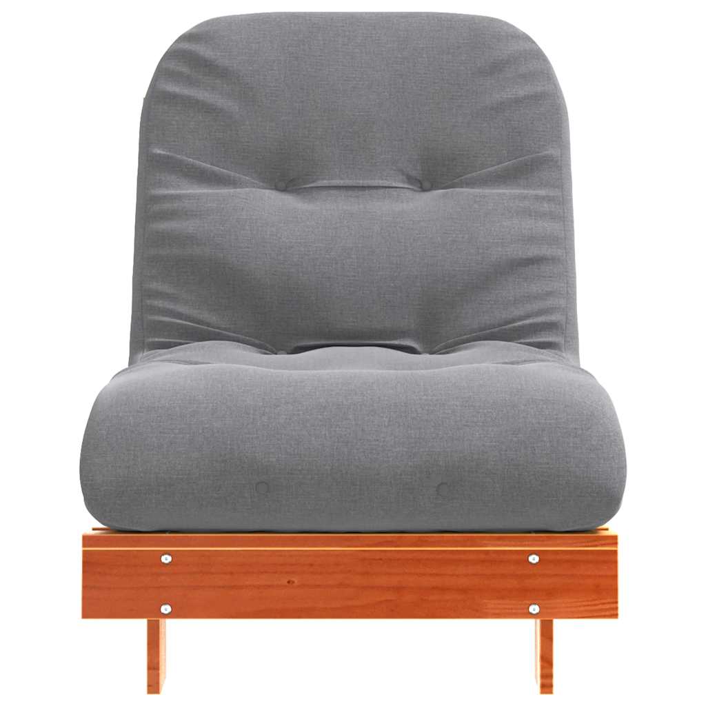 Futon Sofa Bed with Mattress Wax Brown 70x206x11 cm Solid Wood Pine