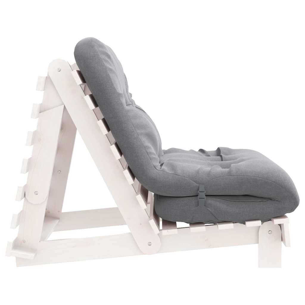 Futon Sofa Bed with Mattress White 80x206x11 cm Solid Wood Pine