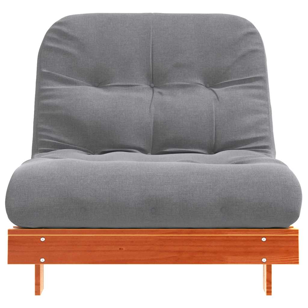 Futon Sofa Bed with Mattress Wax Brown 80x206x11 cm Solid Wood Pine