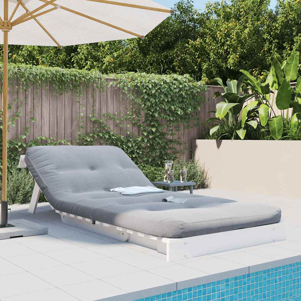 Futon Sofa Bed with Mattress White 90x206x11 cm Solid Wood Pine
