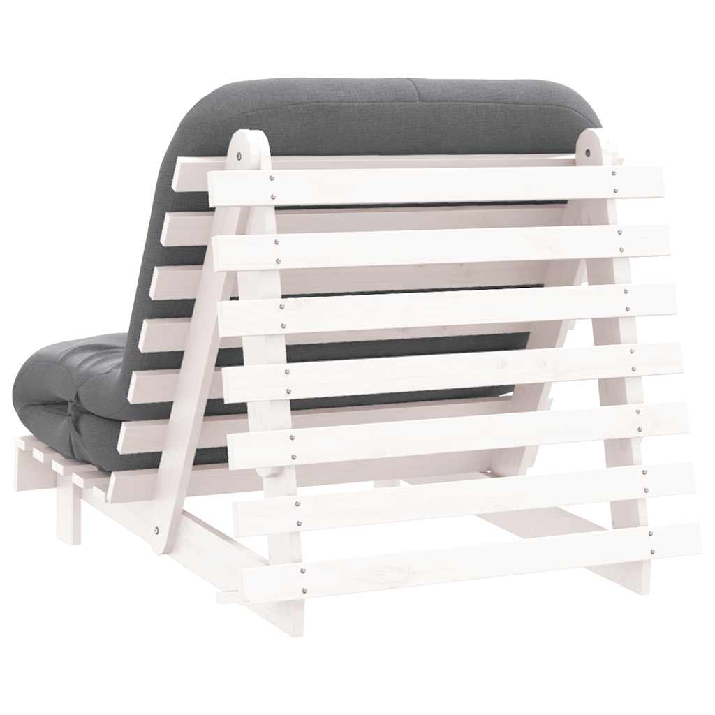 Futon Sofa Bed with Mattress White 90x206x11 cm Solid Wood Pine