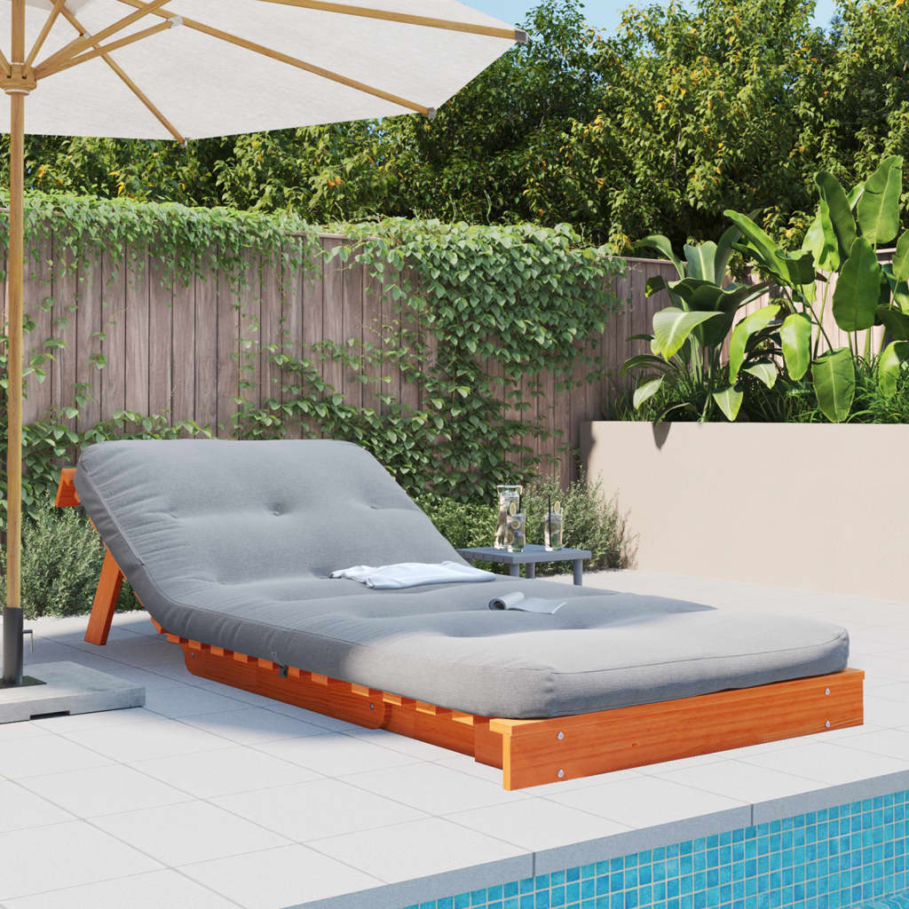 Futon Sofa Bed with Mattress Wax Brown 90x206x11 cm Solid Wood Pine