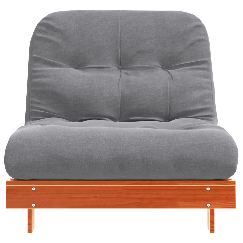 Futon Sofa Bed with Mattress Wax Brown 90x206x11 cm Solid Wood Pine
