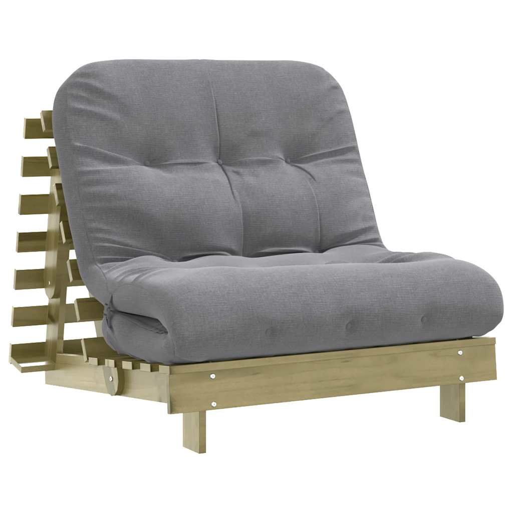 Futon Sofa Bed with Mattress 90x206x11 cm Impregnated Wood Pine