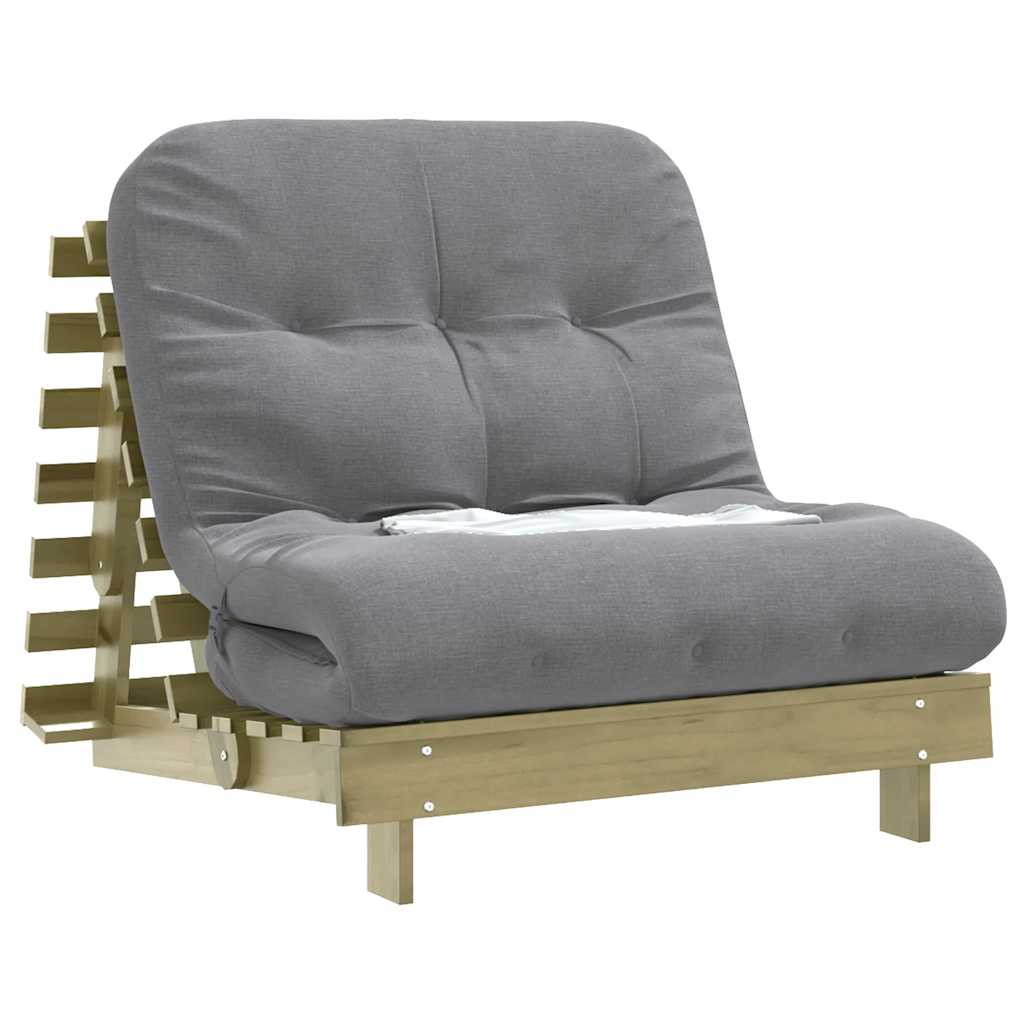 Futon Sofa Bed with Mattress 90x206x11 cm Impregnated Wood Pine