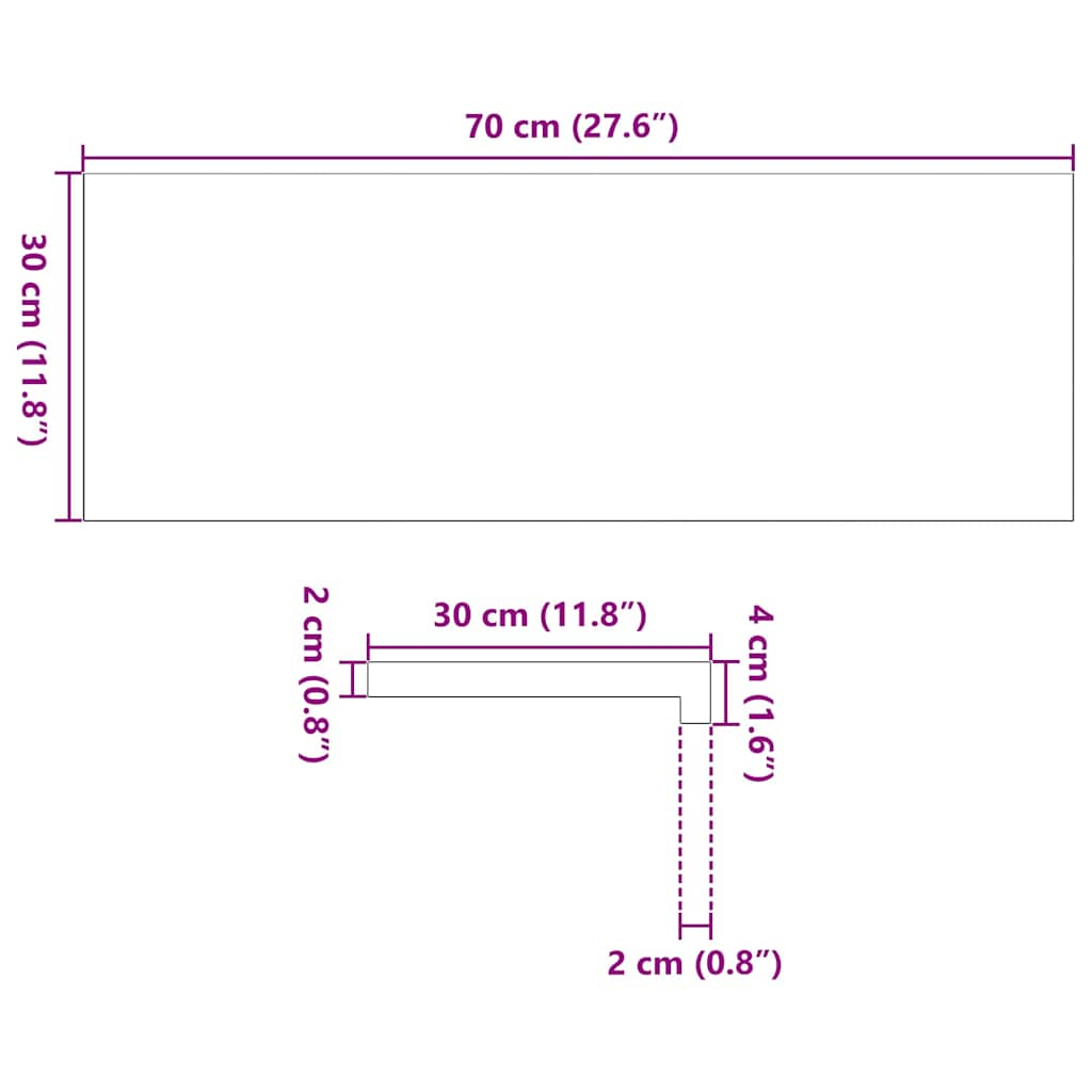 vidaXL Window Sills 2 pcs Untreated 70x30x2 cm Solid Wood Oak