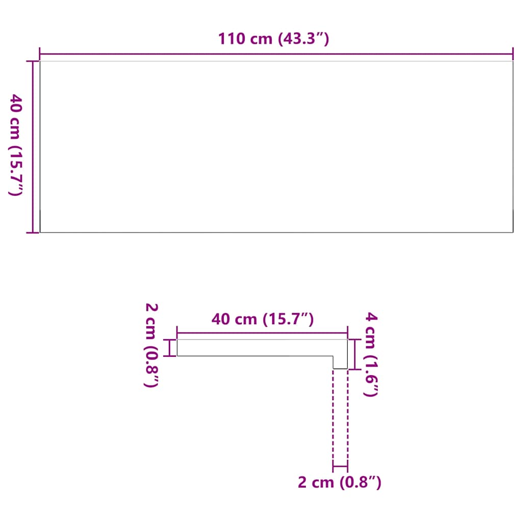 vidaXL Window Sills 2 pcs Untreated 110x40x2 cm Solid Wood Oak