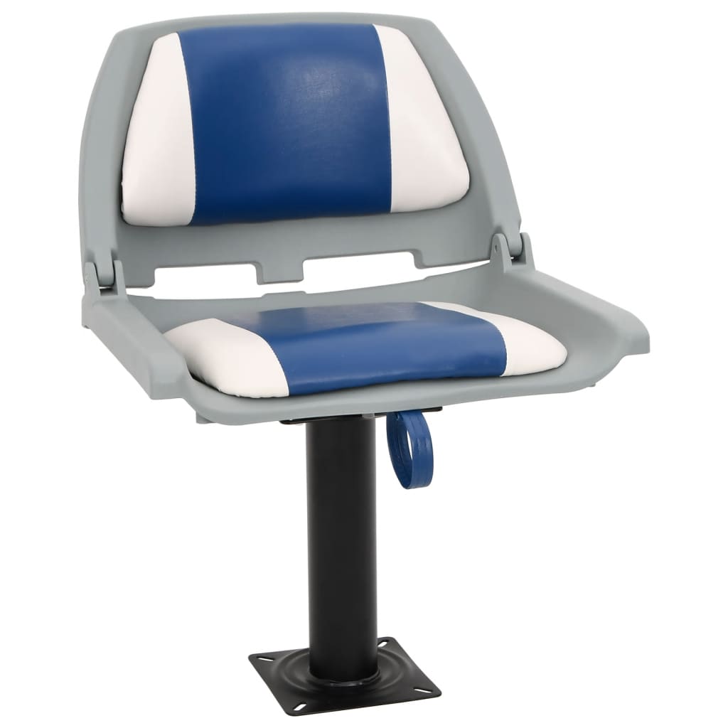 4 Piece Foldable Boat Seat Set Blue and White 48x51x41 cm