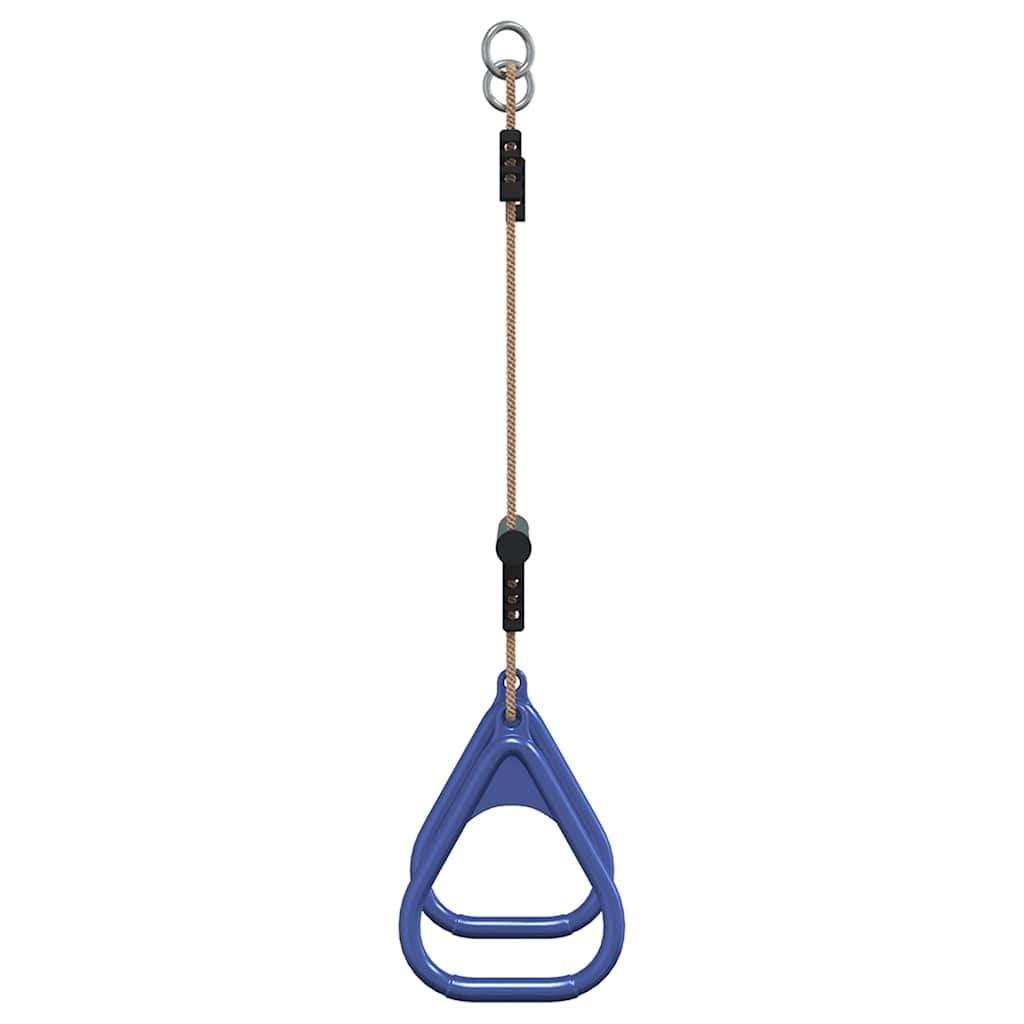 Trapeze Bar with Gym Rings for Kids Blue and Dark Green Steel