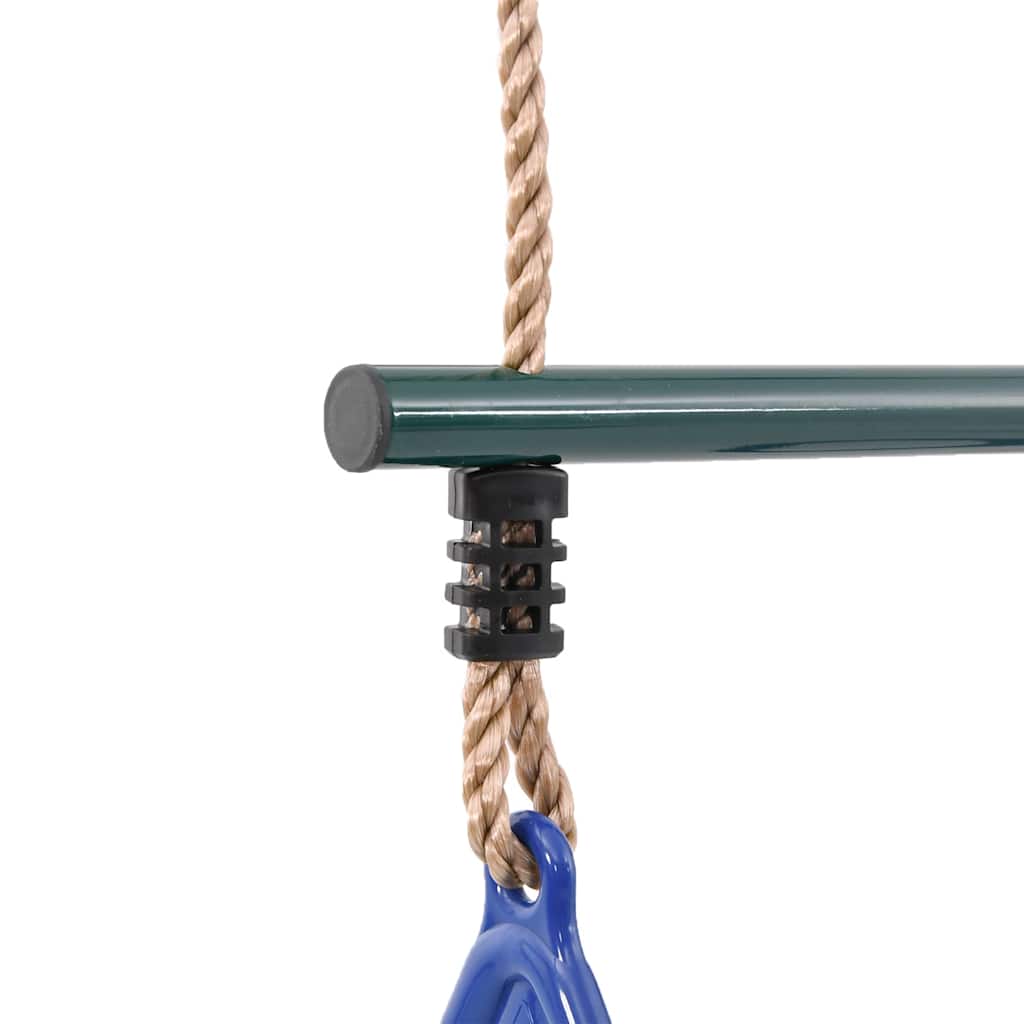 Trapeze Bar with Gym Rings for Kids Blue and Dark Green Steel