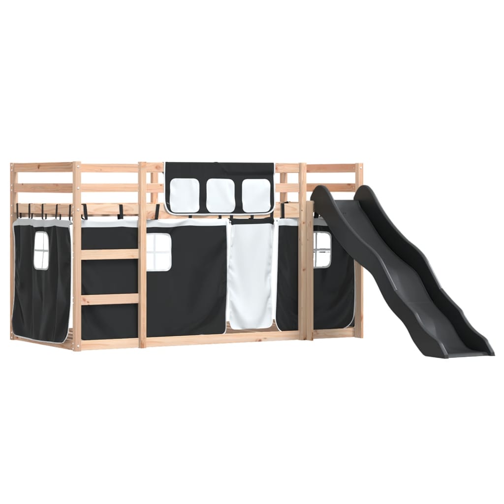 vidaXL Bunk Bed without Mattress with Slide White and Black 80x200 cm