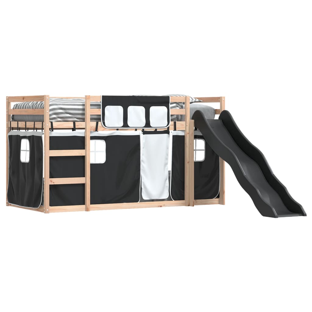 vidaXL Bunk Bed without Mattress with Slide White and Black 80x200 cm