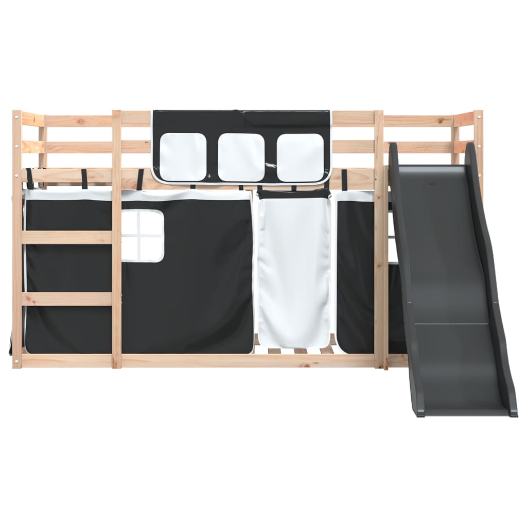 vidaXL Bunk Bed without Mattress with Slide White and Black 80x200 cm