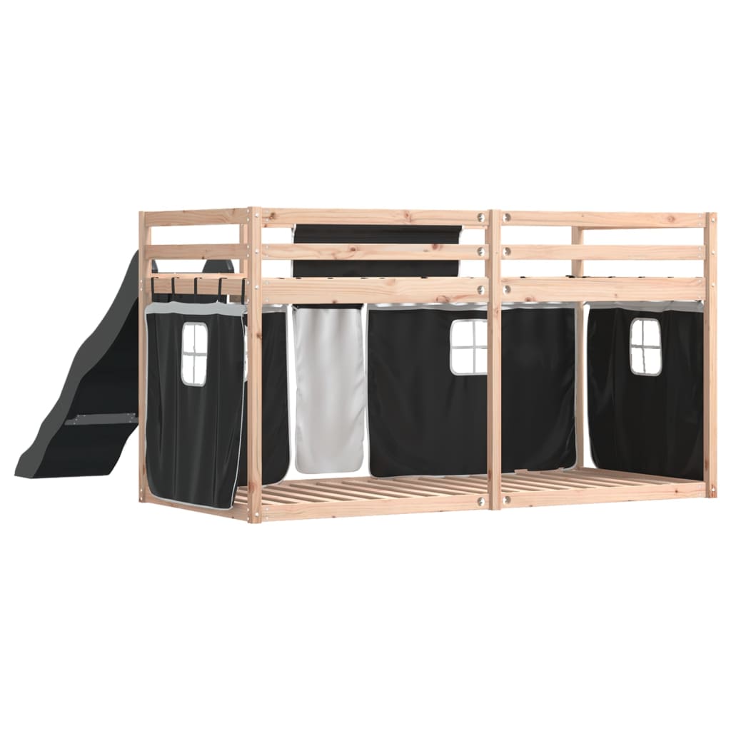 vidaXL Bunk Bed without Mattress with Slide White and Black 80x200 cm