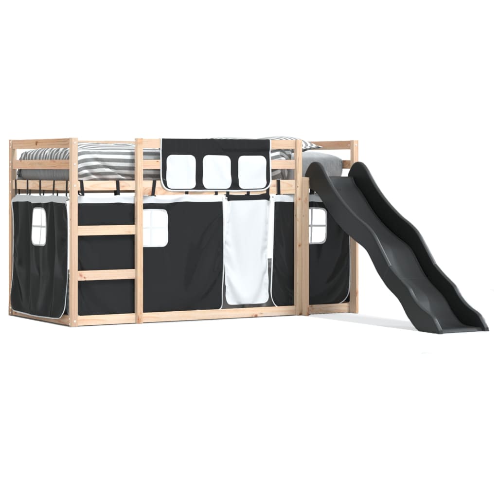 vidaXL Bunk Bed without Mattress with Slide White and Black 80x200 cm