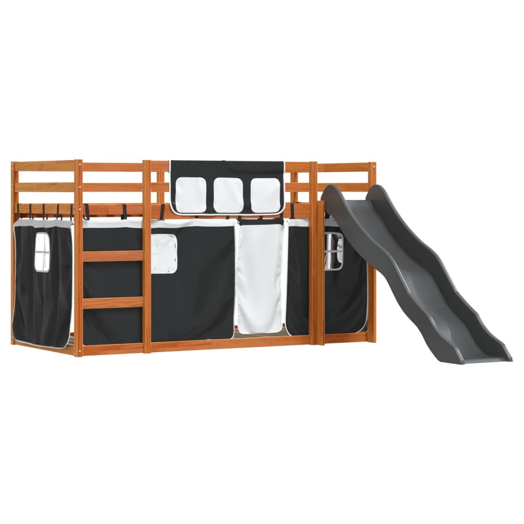 vidaXL Bunk Bed without Mattress with Slide White and Black 80x200 cm