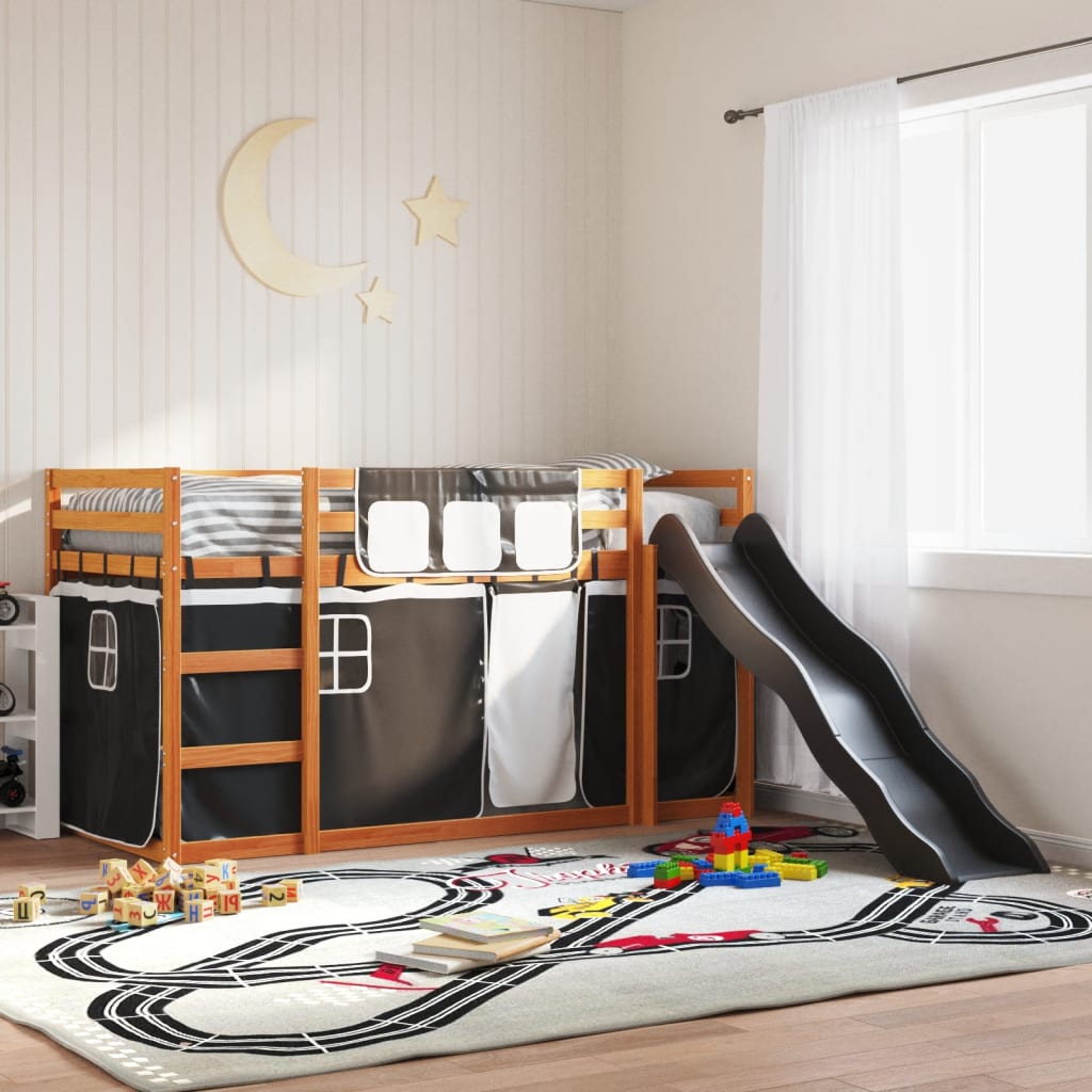 vidaXL Bunk Bed without Mattress with Slide White and Black 80x200 cm