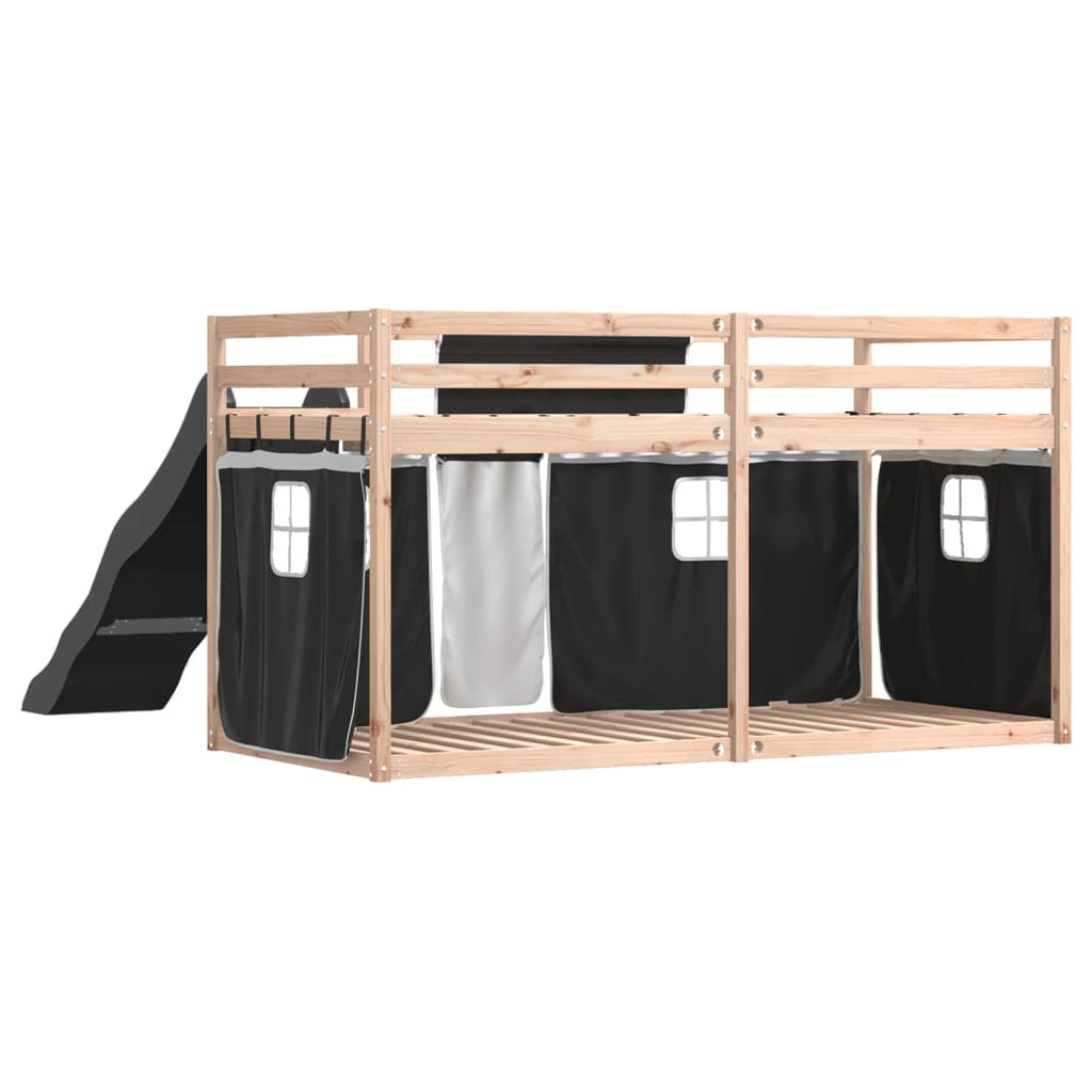 vidaXL Bunk Bed without Mattress with Slide White and Black 90x190 cm Single