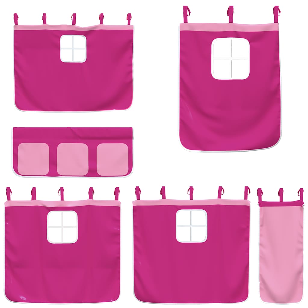 Bunk Bed without Mattress with Slide and Curtains Pink 90x190 cm Single