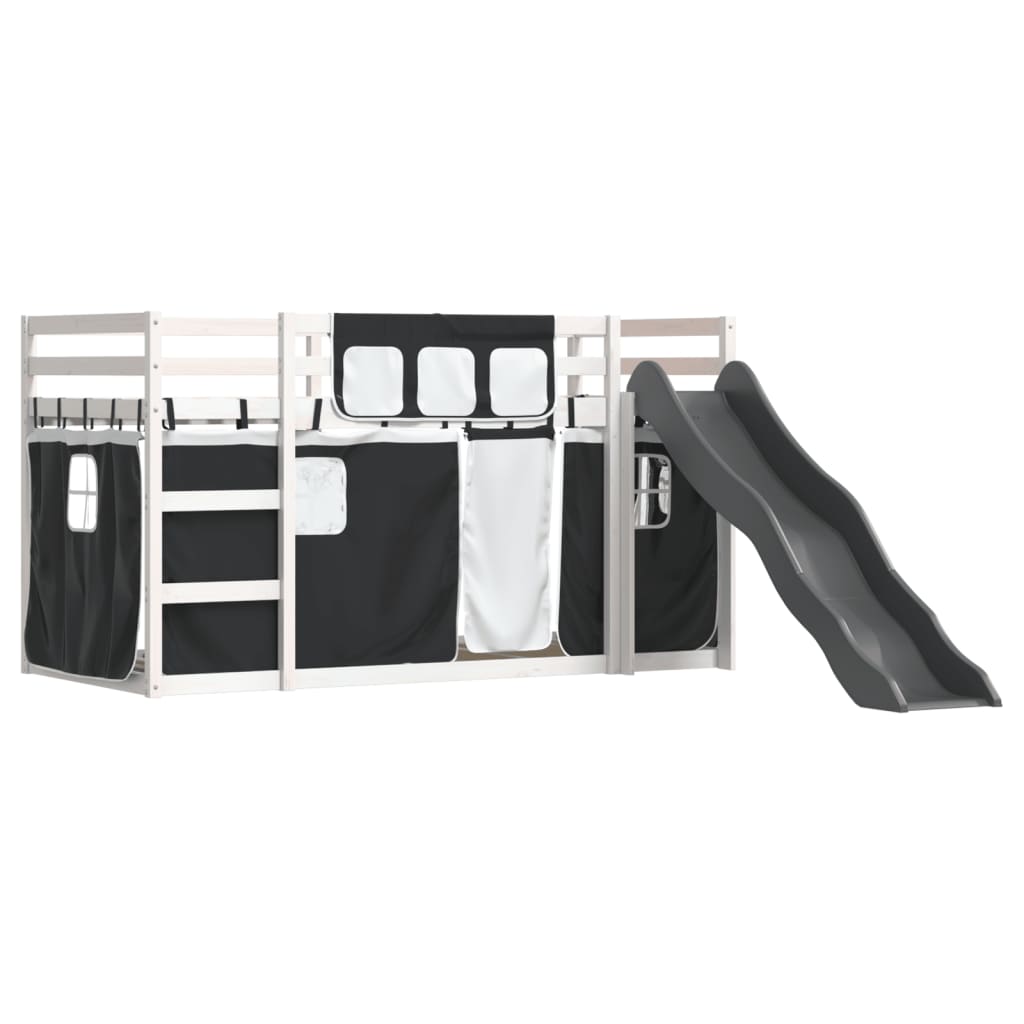 vidaXL Bunk Bed without Mattress with Slide White and Black 90x190 cm Single