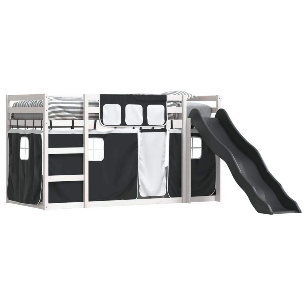 vidaXL Bunk Bed without Mattress with Slide White and Black 90x190 cm Single