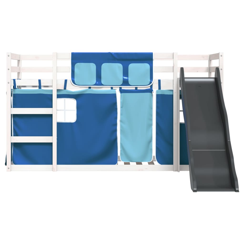 vidaXL Bunk Bed without Mattress with Slide and Curtains Blue 90x190 cm Single