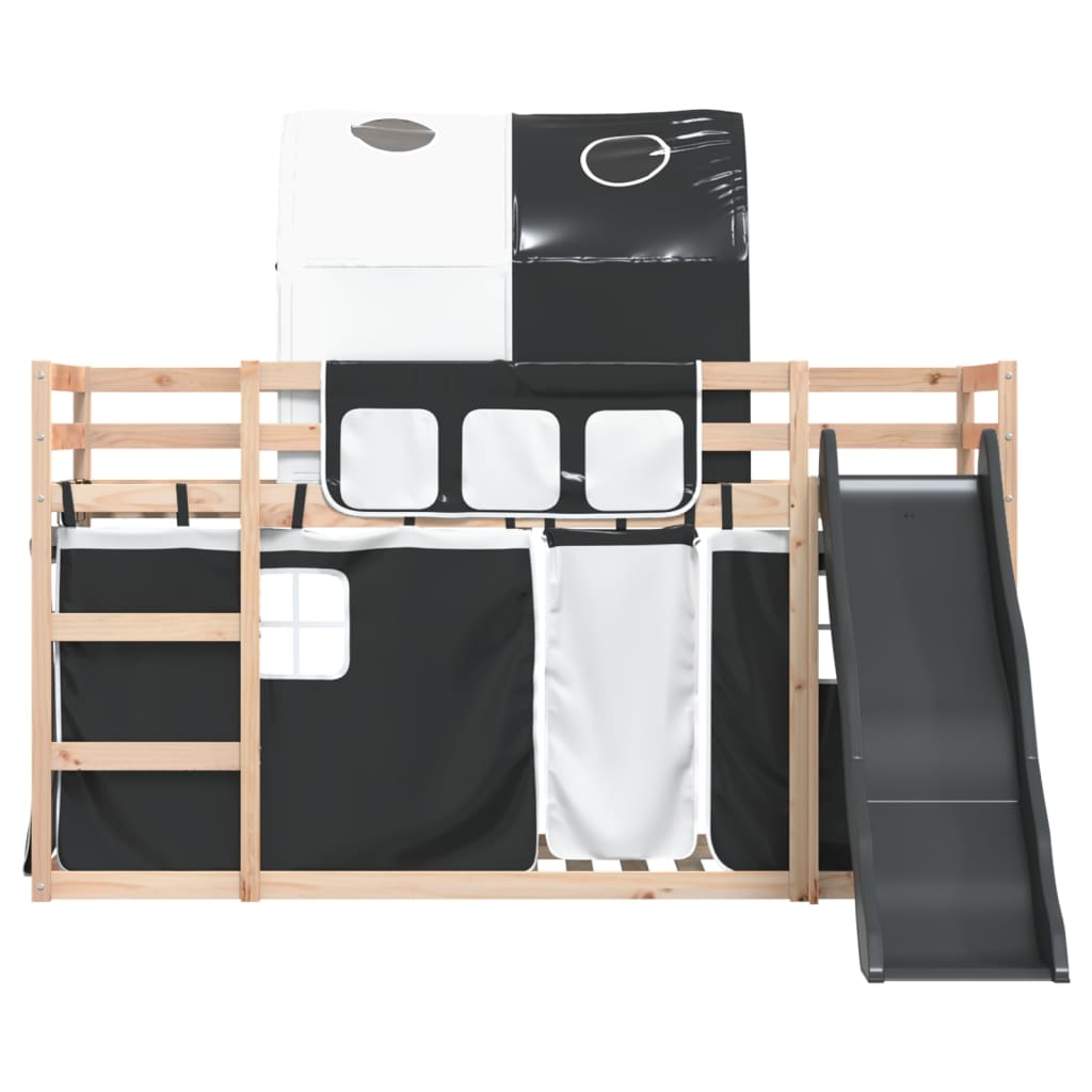 vidaXL Bunk Bed without Mattress with Slide White and Black 90x200 cm