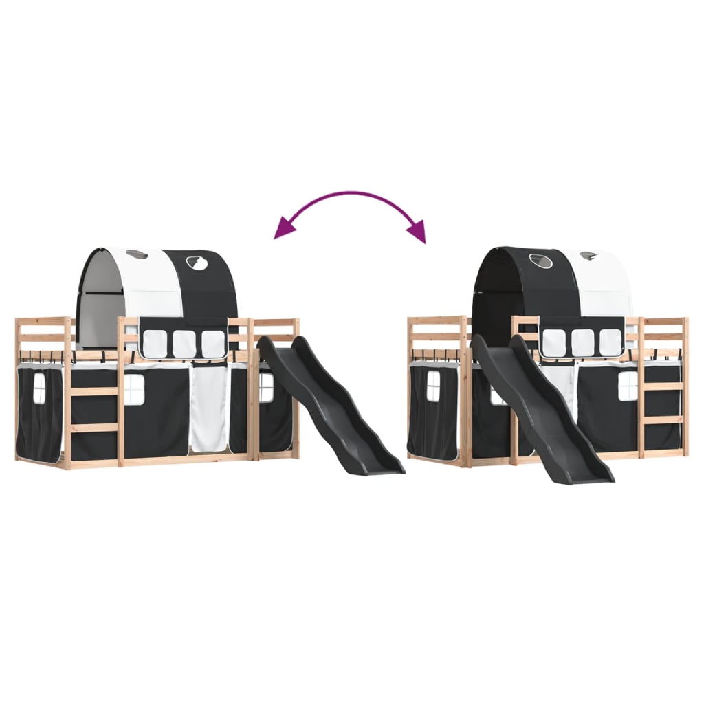 vidaXL Bunk Bed without Mattress with Slide White and Black 90x200 cm