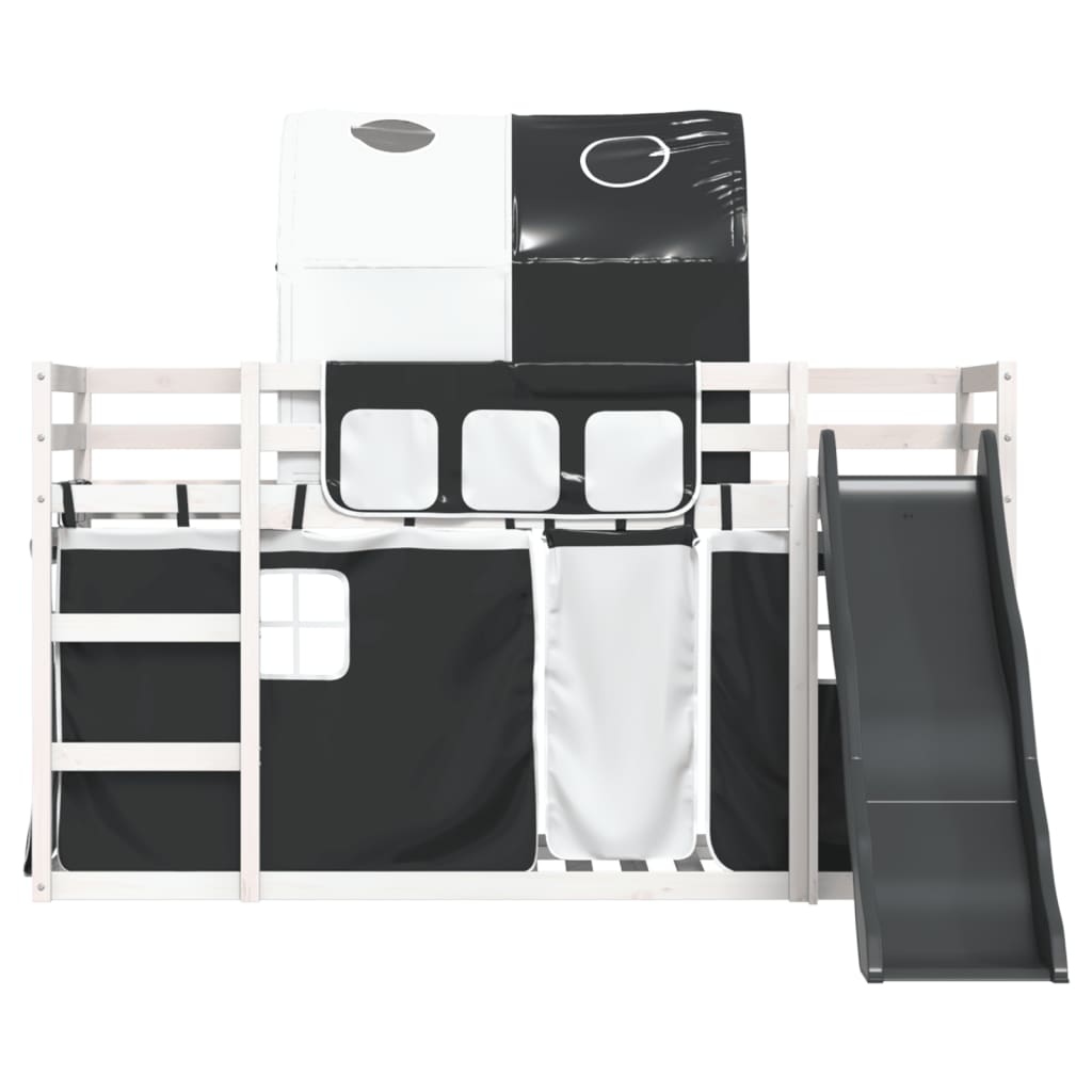 vidaXL Bunk Bed without Mattress with Slide White and Black 90x200 cm